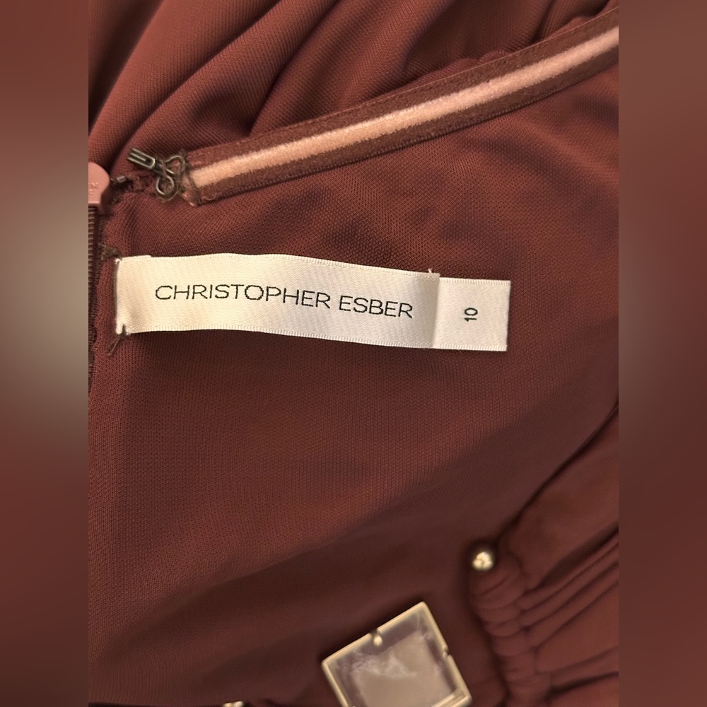 New Christopher Esber Bezel Quartz Disconnect Dress in Mahogany maxi cutout - Picture 5 of 11